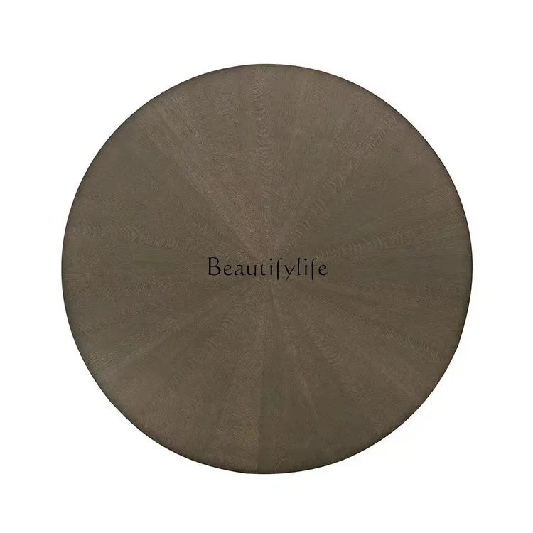 

pg55American round dining table light luxury solid wood dining table Nordic living room home table simple French