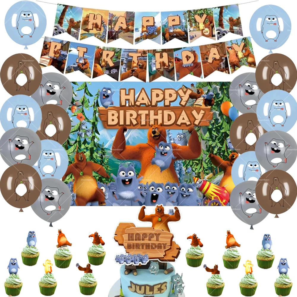 Grizzy And The Lemmings زينة حفلة عيد الميلاد 32 بوصة احباط بالونات خلفية كعكة القبعات العالية لوازم استحمام الطفل الاطفال اللعب
