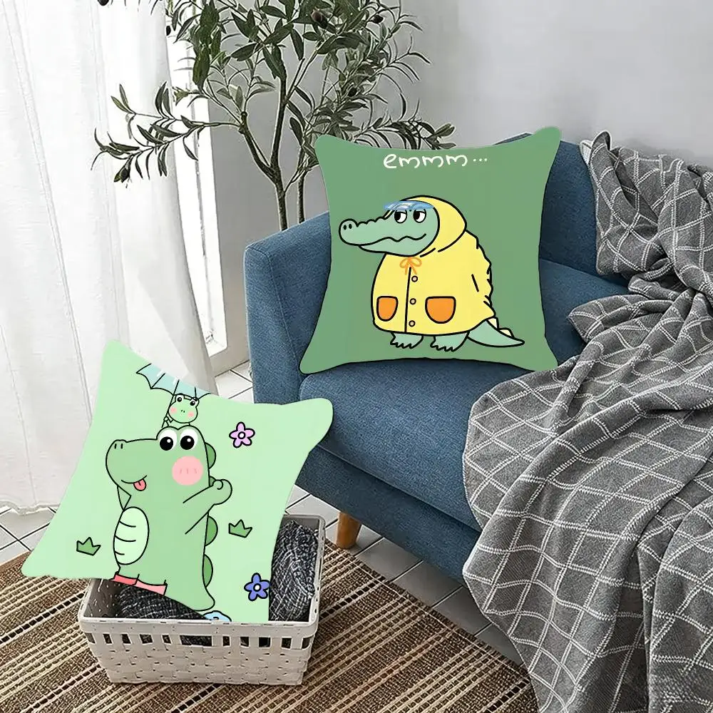 Fun Animalgraphic C-Cartoon crocodile Cushion Cover Fluffy velvet Nordic style plush Living room sofa decorative