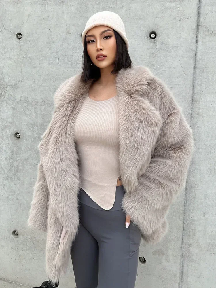 Faux Fur Coat Women Winter 2024 Long Plush Coats Luxury Fluffy Jacket Artificial Mink Fur Jacket Furry