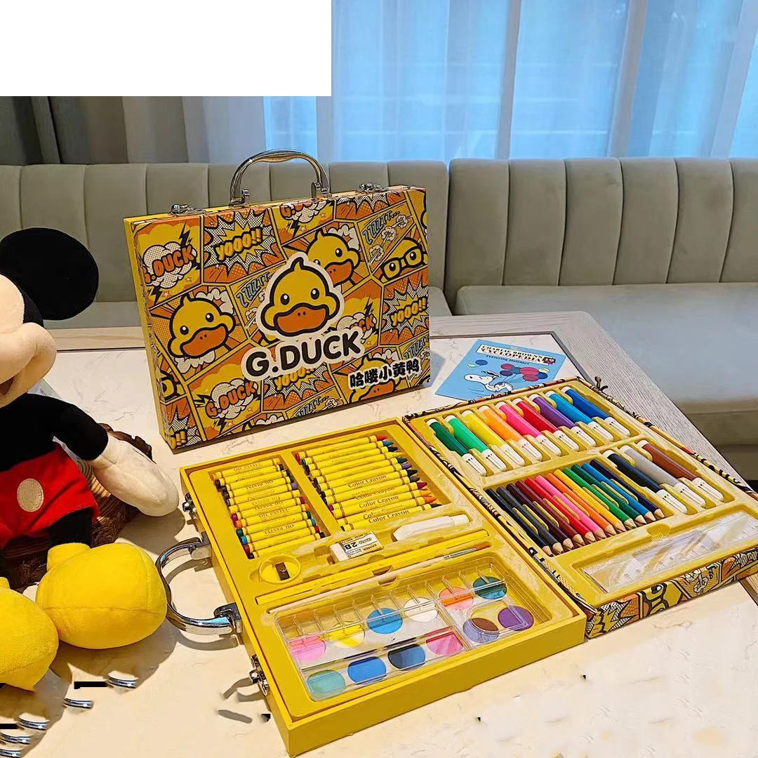 

CHEN LIN 67 Pcs Little Yellow Duck Oil Pastel Set Colored Pencil Artist Kit Set Painting Crayon Marker Pen for Artist Stationery