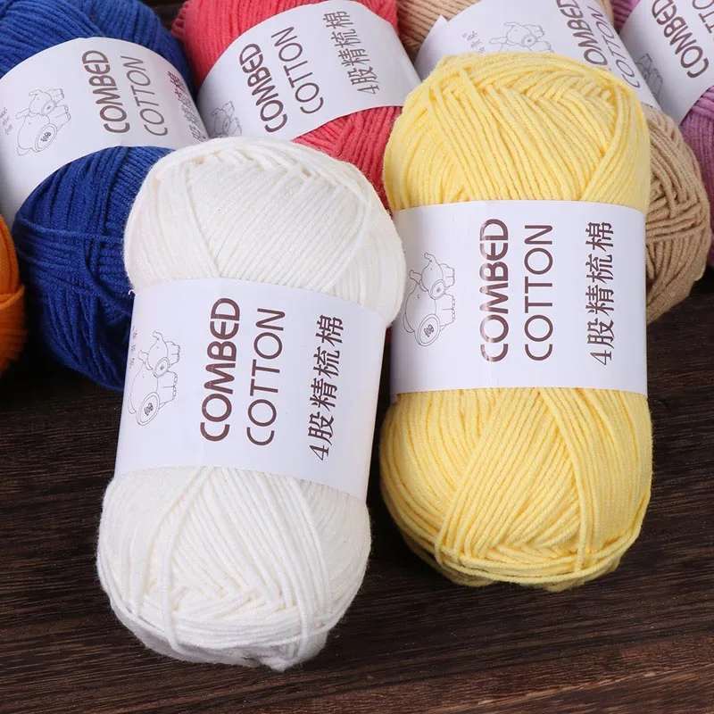 40g/roll 4 Strands Milk Cotton Wool Hand-Woven DIY Doll Scarf Woven Yarn Blanket Barrettes Crochet Baby Thread Crochet Material