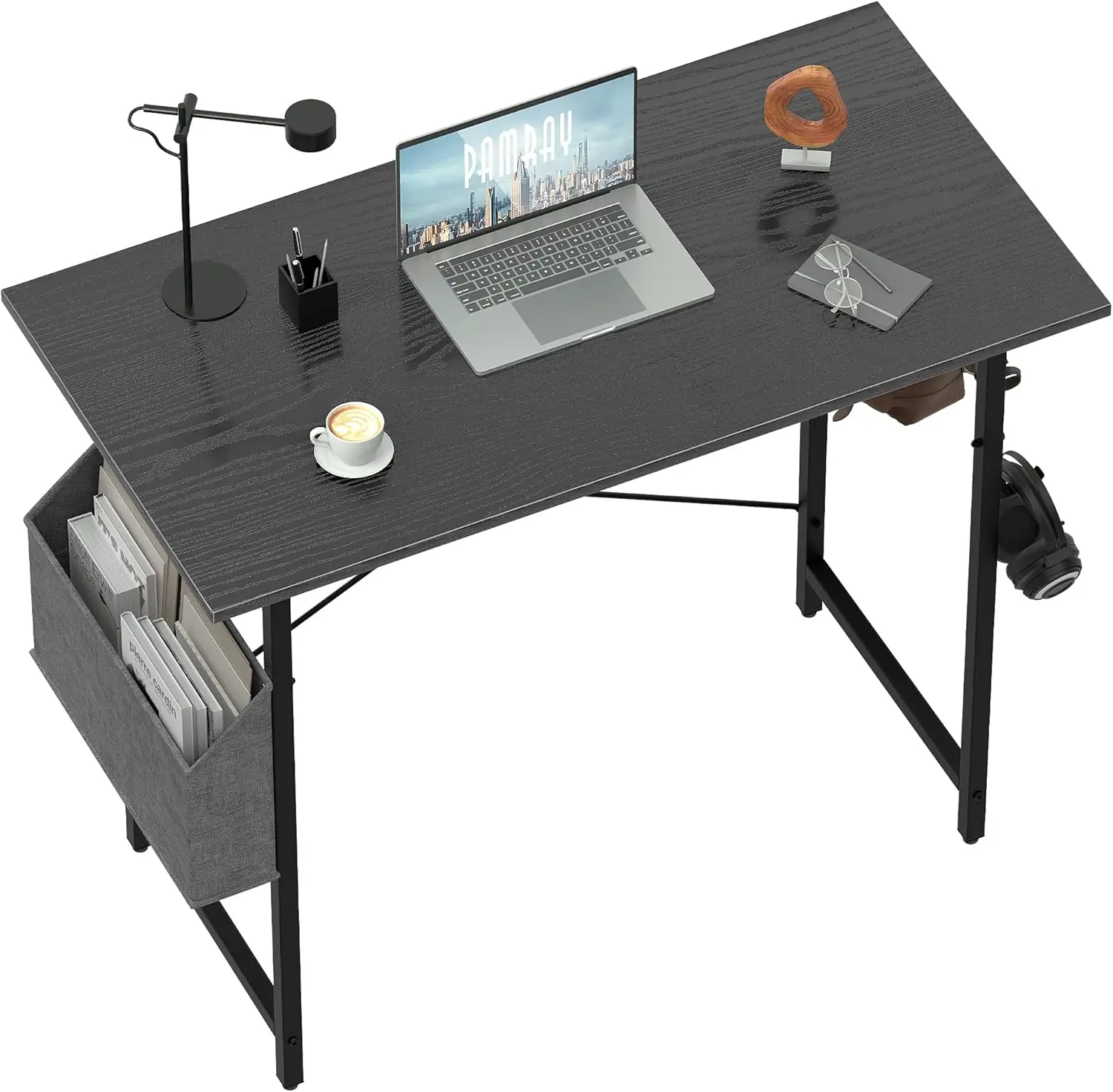 

Pamray 32 Inch Computer Desk for Small Spaces with Storage Bag, Home Office Work Desk with Headphone Hook, Small Office Desk