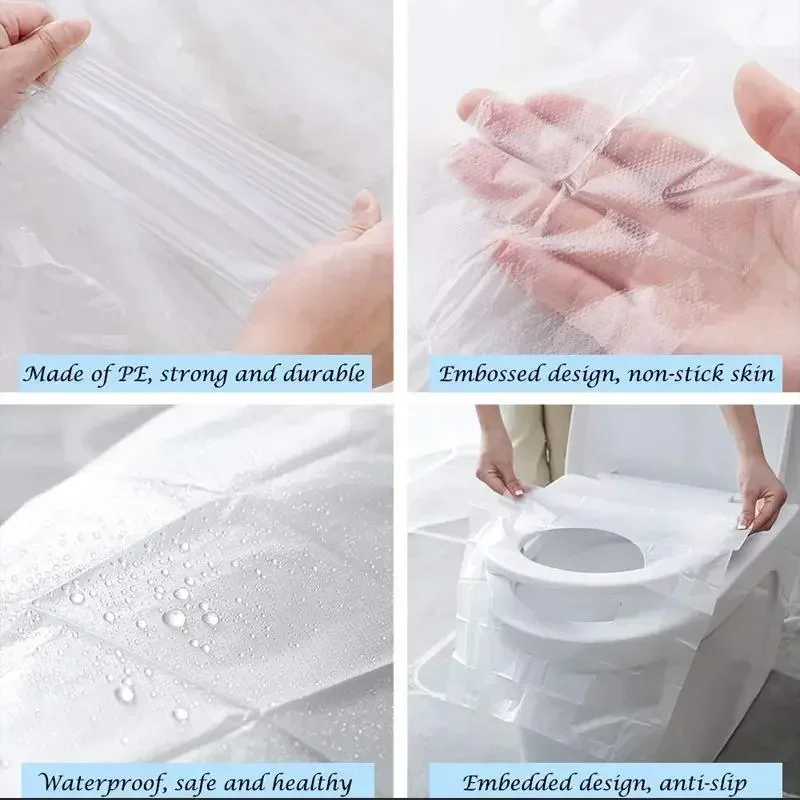 50pc/100pc/200 pcs Portable Disposable Toilet Seat Covers - 100% Waterproof and Hygienic for Travel/Camping