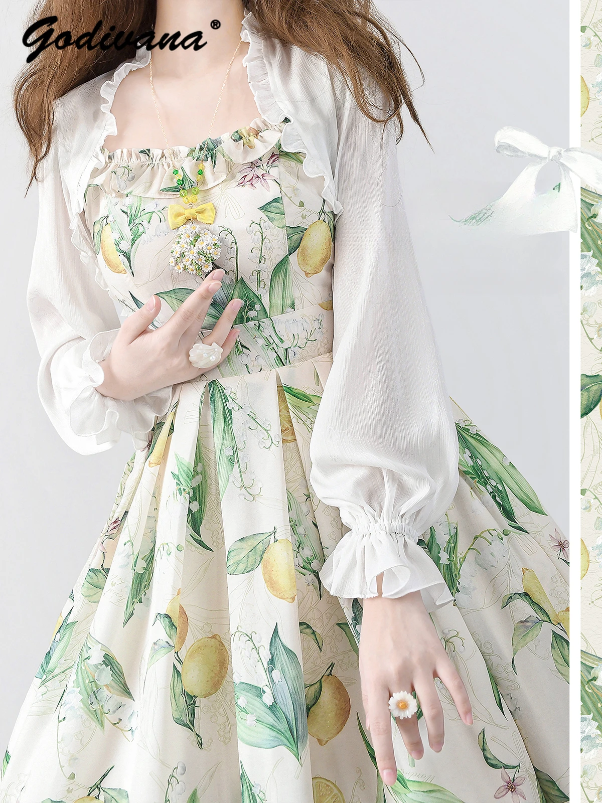 

Original Printing CLA Flower Dress 2024 New Summer Elegant Women's Classical JSK Daily Lolita Slim Long Dress