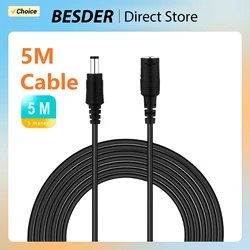 BESDER DC Power 5Meter Extension Cable 3 Meter/ 10FT Jack Socket To 5.5mmx2.1mm Male Plug For CCTV Camera 12 Volt Extension Cord