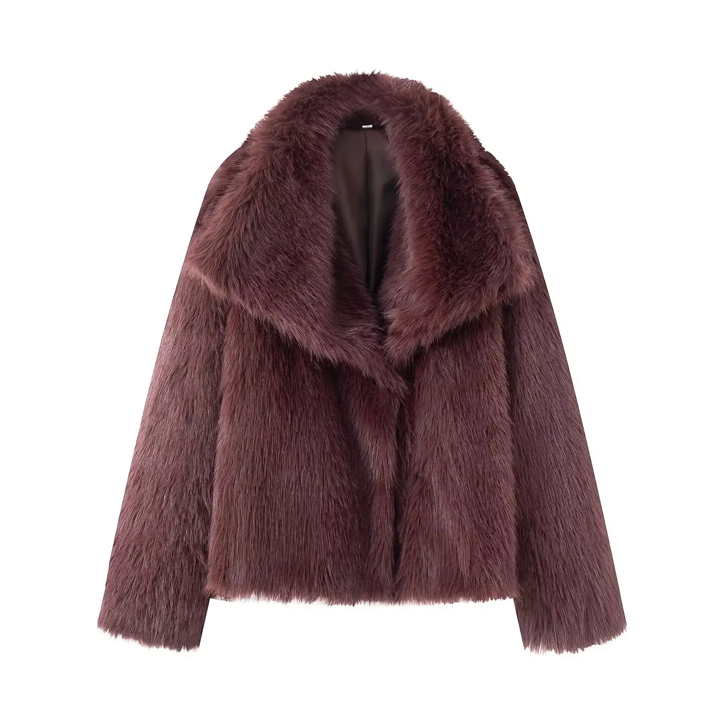 

Faionable Fake Fur Coat with Large Collar Autumn Winter New Arrival Women's Outerwear Thi Polyester Fiber Commute Sle