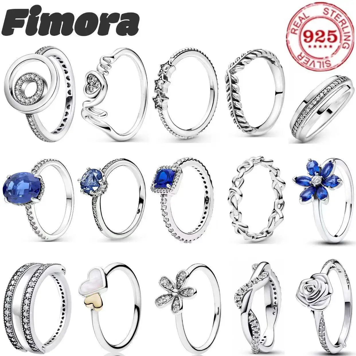 Low-key Classic 925 Sterling Silver Ring Flower Heart And Droplet Shape Ring For Women's Mother's Day Jewelry Gifts