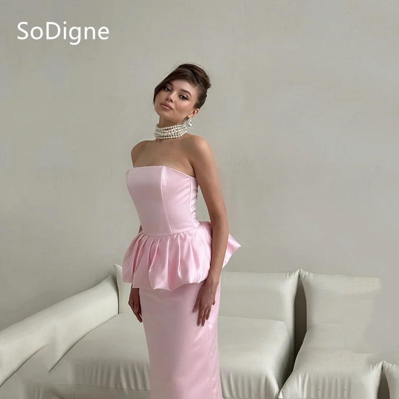 

SoDigne Fake Suit Prom Gowns Strapless Sleeveless Mid-Calf Graduation Dresses Large Gatherings Cocktail Party Dresses Customized