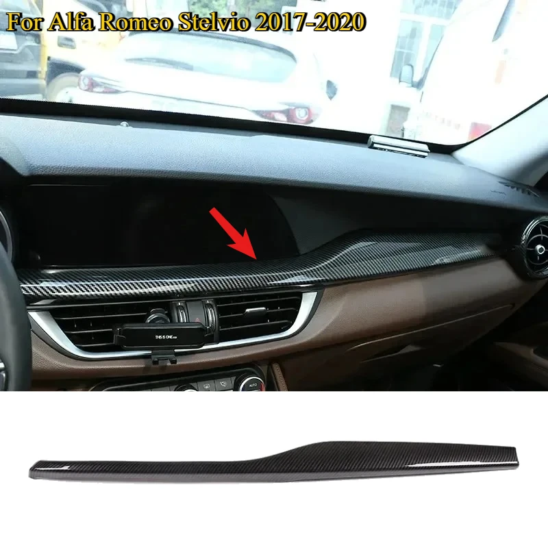 

For Alfa Romeo Stelvio 2017-2020 Real Carbon Fiber Car Dashboard Cover Trim Car Center Console Instrument Cover Decoration