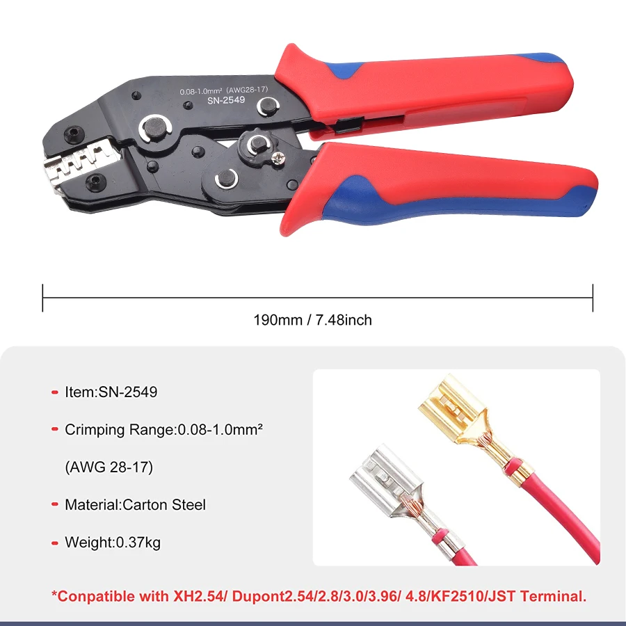 Imagem -02 - Ratcheting Wire Crimping Alicate para Jst ph 2.0 Mmxh 2.5 Mmvh 3.96 Mmjwps 4.0 mm Pitch Terminais Dupont Clamp Tool Sn2549