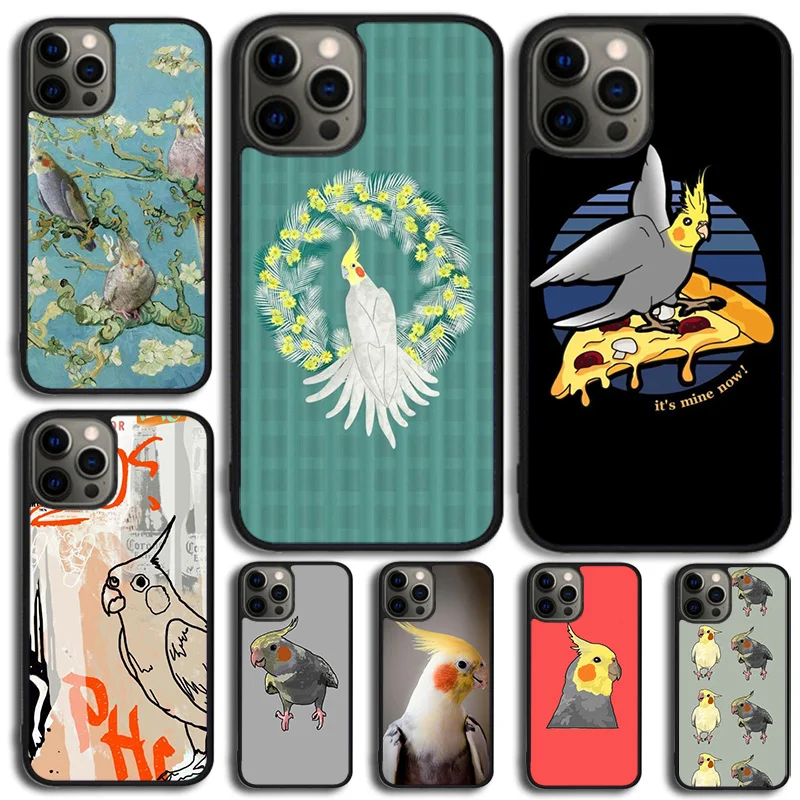 Cartoon Cockatiel Collage Phone Case Cover For iPhone 15 16 14 XR XS 11 12 13 Mini Pro MAX Plus