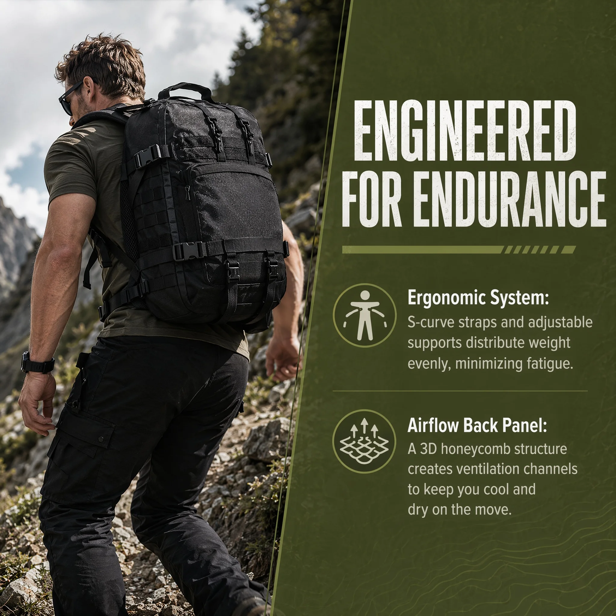 Classic Tactical Backpack With Large Capacity For Hiking And Travel_voghion.com