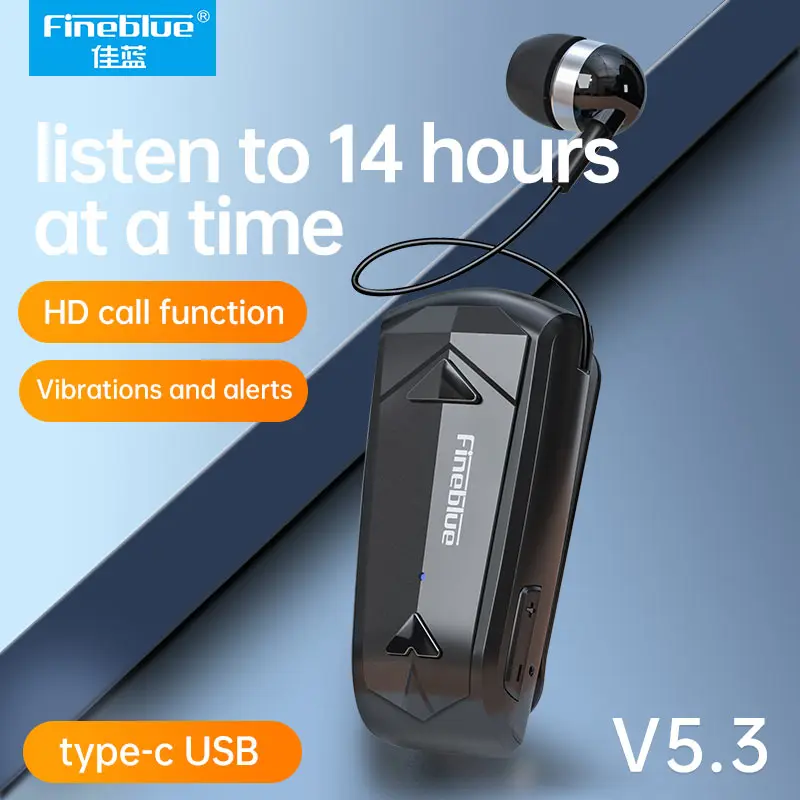 

New Fineblue F520 Mini Wireless Earphone Retractable Portable Bluetooth 5.3 Headset Calls Remind Vibration Sport Run Headphone