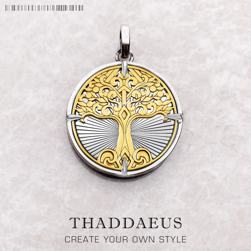 Pendant Golden Tree Brand New Fine Jewelry Europe Style Accessories Vintage 925 Sterling Silver Gift For Woman Men