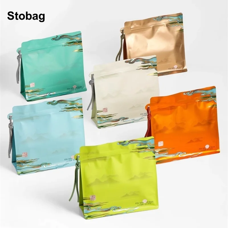 StoBag 20pcs Coffee Beans Tea Packaging Bag Aluminum Foil No Valve Sealed for Powder Food Nuts Storage Reusable Portable Pouches