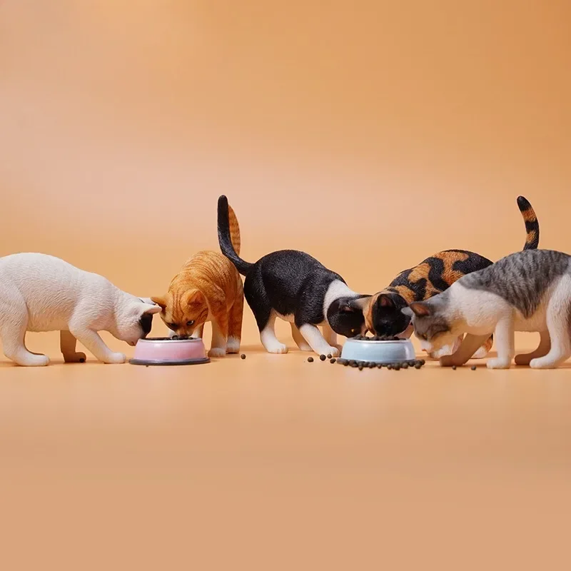 Jxk 1/6 escala animais simulados adorável animal de estimação resina gato comendo modelo boneca para figuras de ação de 12 polegadas coleções brinquedos