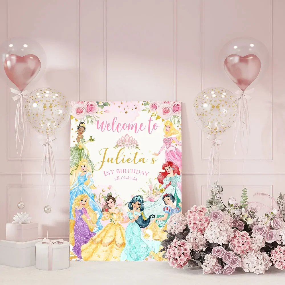 Princess Birthday Welcome Sign Poster Baby Shower Custom Art Print Royal Celebration Canvas Painting Outdoor Yard Party Decor