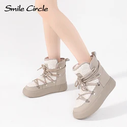 Smile Circle Snow Boots Damskie zimowe ciepłe pluszowe botki Modne buty na platformie