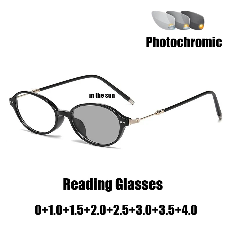 

Unisex Fashionable Oval-Frame Photochromic Presbyopia Glasses High-Definition Blue Light Blocking Glasses for Farsightedness