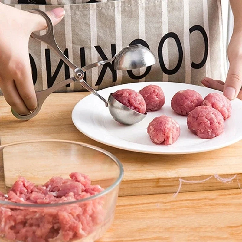 Stainless Steel Meatball Maker Fish Balls Meatball Maker Tool Clip Newbie Non Stick Stuffed Meat Ball Spoon Shaper Cooking Scoop