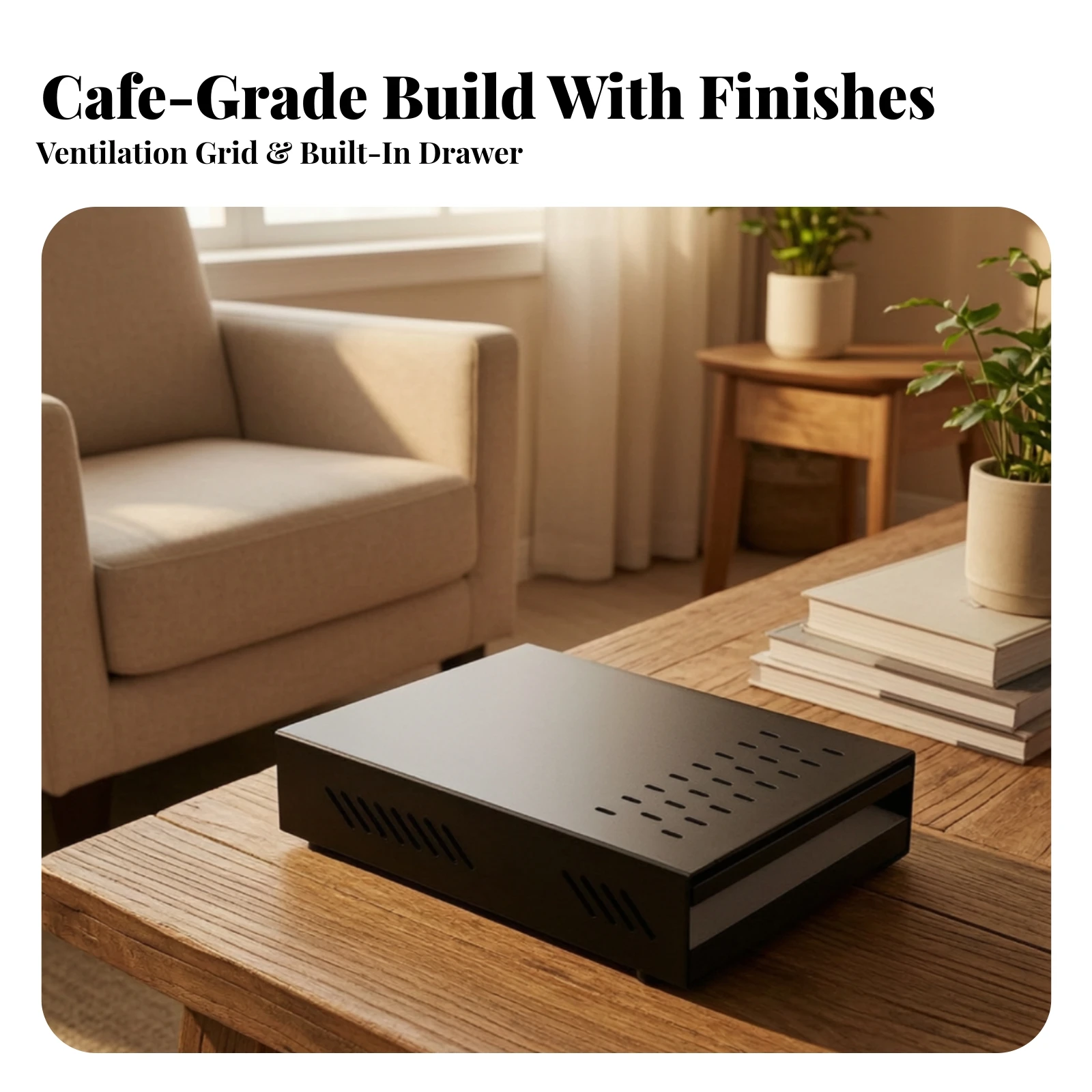 Espresso Knock Box Stainless Steel Knock Box with Drawer Coffee Grounds Bin Removable Container Non-Slip for Home Baristas, Café