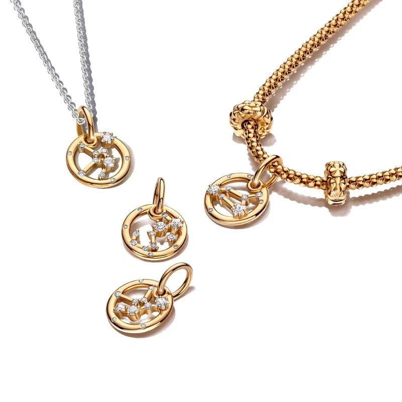 رائجة البيع تألق الذهبي محظوظ 12 زودياك السحر الجوزاء الثور الحمل العذراء الخرز صالح الأصلي سوار قلادة DIY بها بنفسك مجوهرات هدية #1