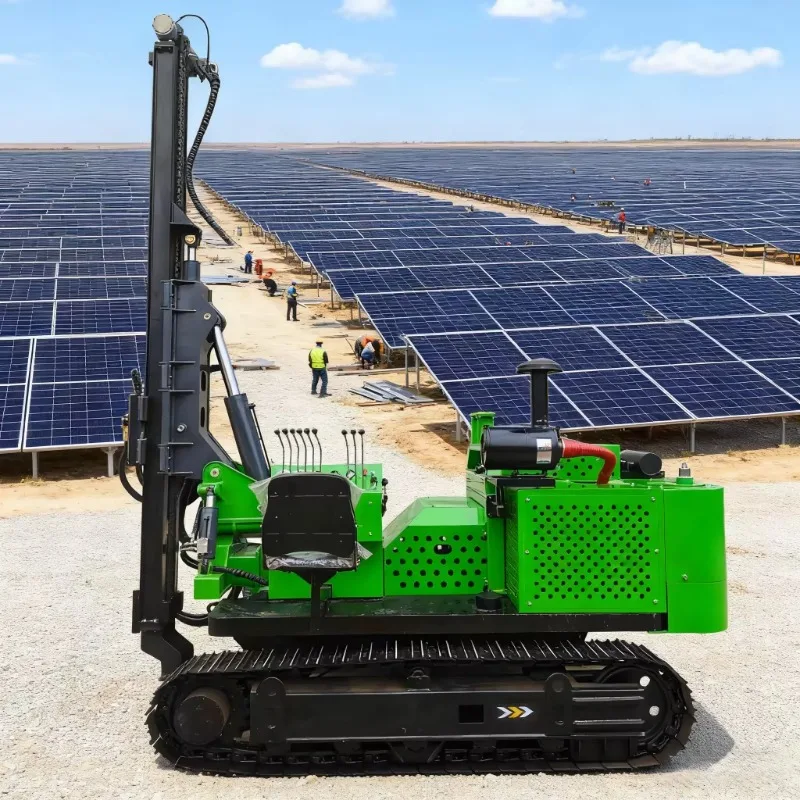 360 Rotatable Crawler Solar Pile Driver Pump Solar Energy Farm Customizable Color/Logo High Efficiency Fully Hydraulic System