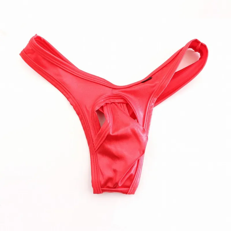 Men Hollow Splicing T-back Thong Underwear, Silky Elastic Breathable Contour Pouch, Low Rise Sexy Daily Base Layer Male Panties