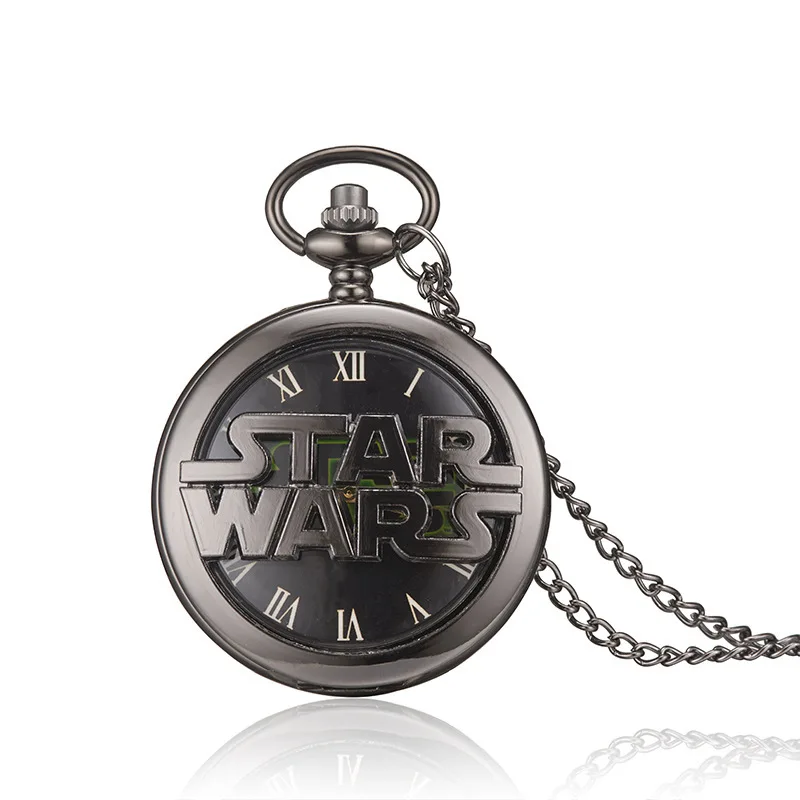 Free Shipping OUTLETSStar WarsStar WarsRetro Large Hollow Quartz Flip Men's and Women's Necklaces Pocket Watch