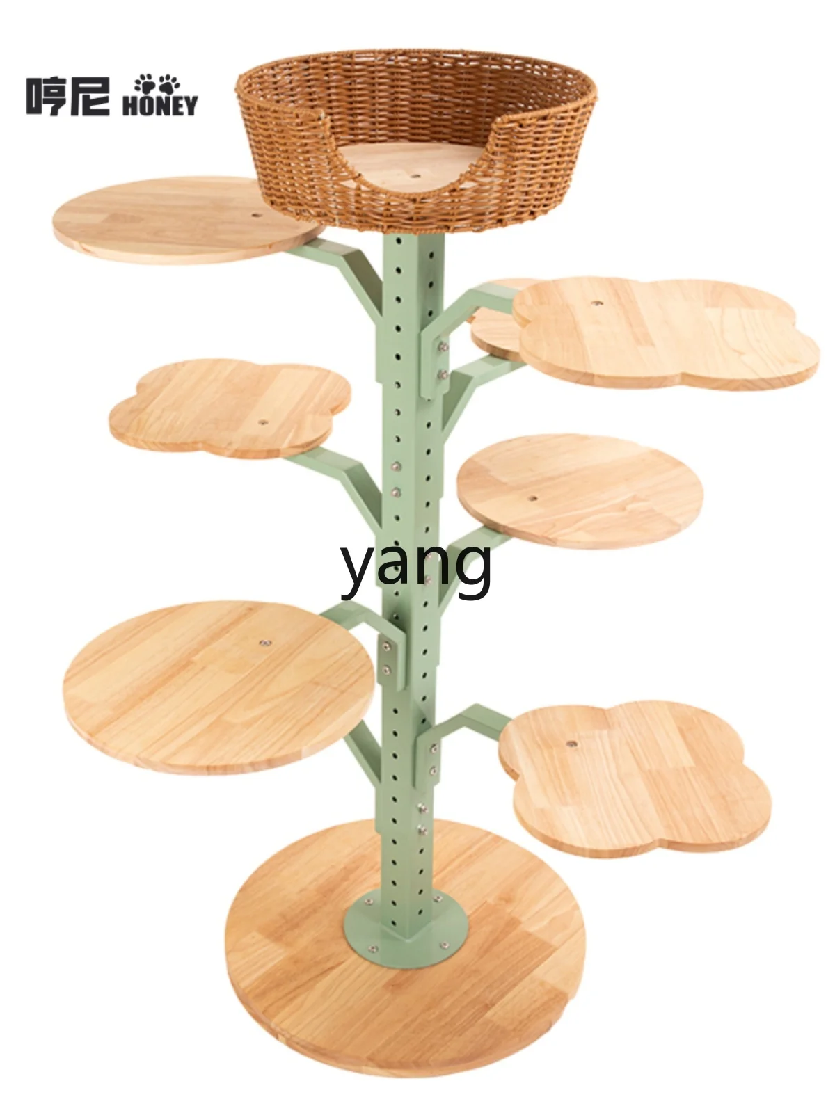 Yjq Solid Wood Cat Climbing Frame Cat Tree Integrated Non-Covering Iron Art Jumping Platform Flower Tree-Shaped Pet Toy