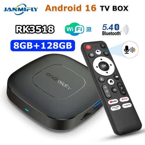 2025 T1 nuevo Smart Android 16 TV Box memoria grande 8GB 128GB RK 3518 compatible con WiFi 6 BT5.4 + 2,3 HDR10 decodificador