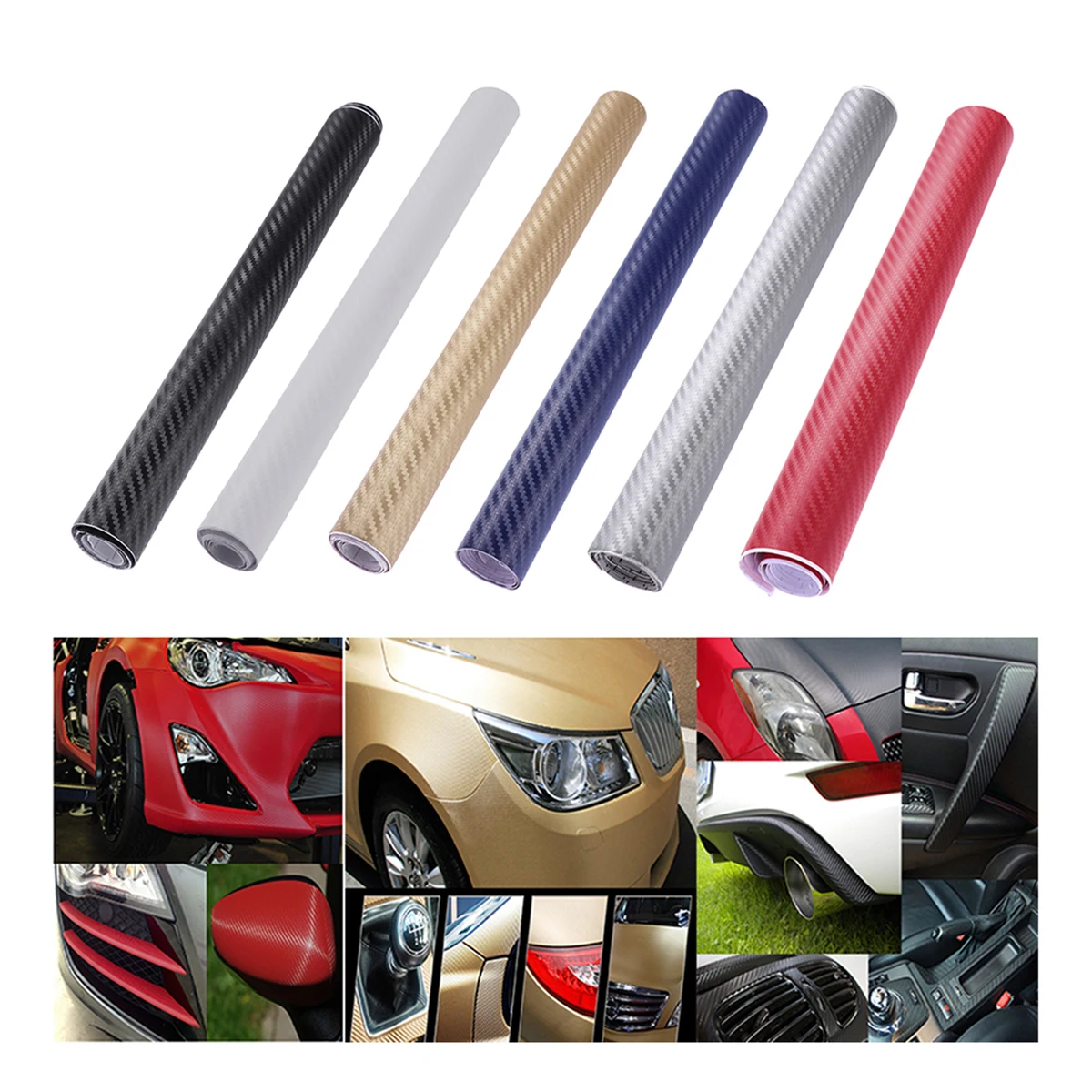 

Carbon Fiber Wrap Film Self Adhesive 3D Car Sticker Protective Decals for Motorcycle Phone Laptop Furniture Waterproof Easy to