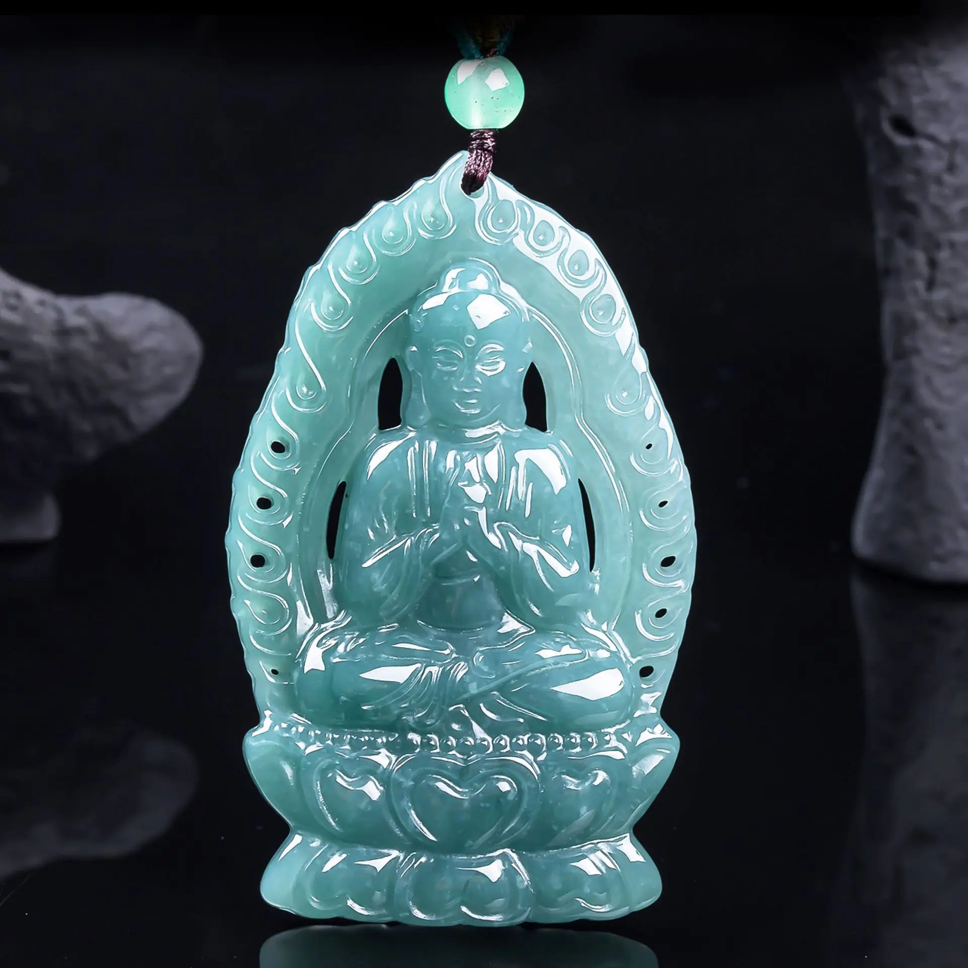 Grade A Natural Myanmar Jadeite Buddha Pendant Necklace Real Jade Talismans Accessories Charm Jewelry Gemstone Gifts for Women