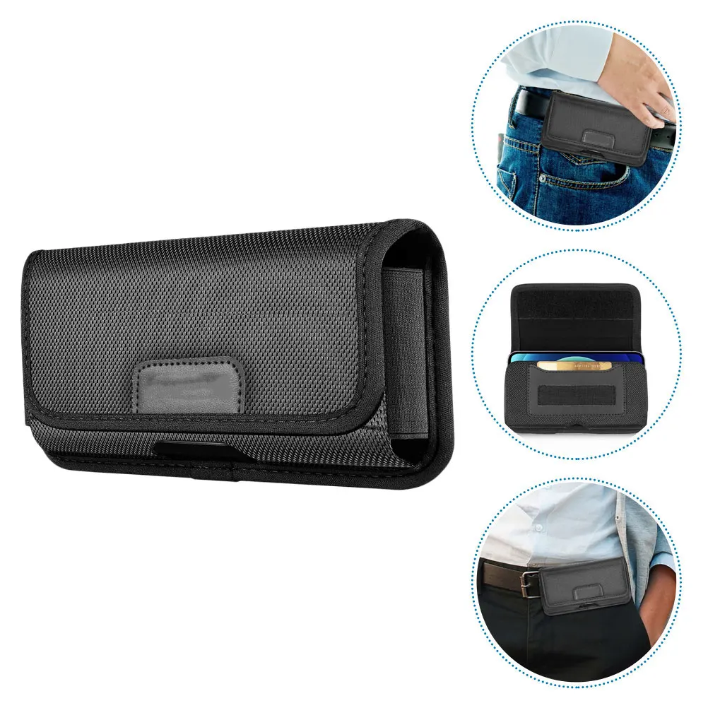 

Mobile Phone Waist Bag for Men 47 Inch Black Nylon Card Slot Adjustable Belt Pouch Small Tool Utility Bag for Outdoor Travel