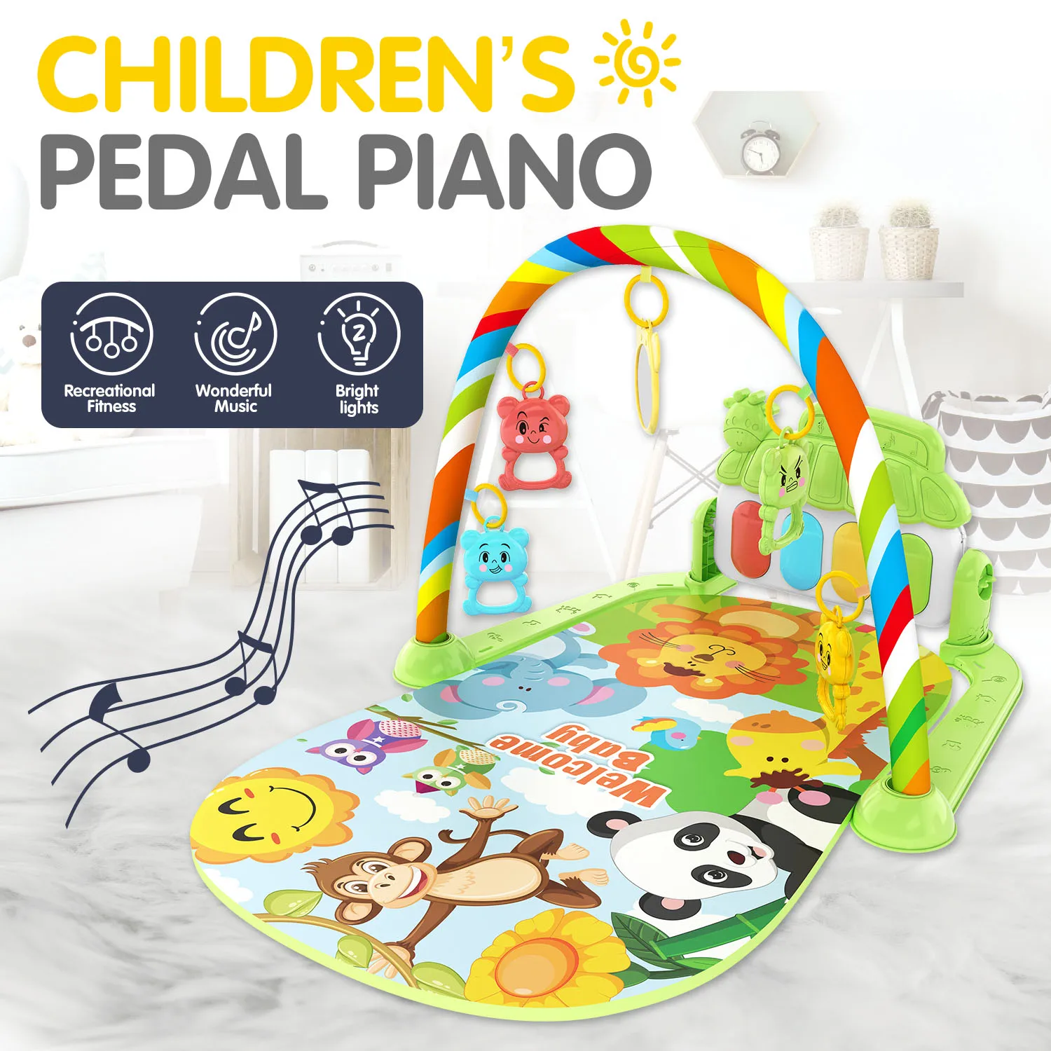 0-1 year old newborn baby music pedal piano baby fitness stand toy fitness equipment climbing pad toy