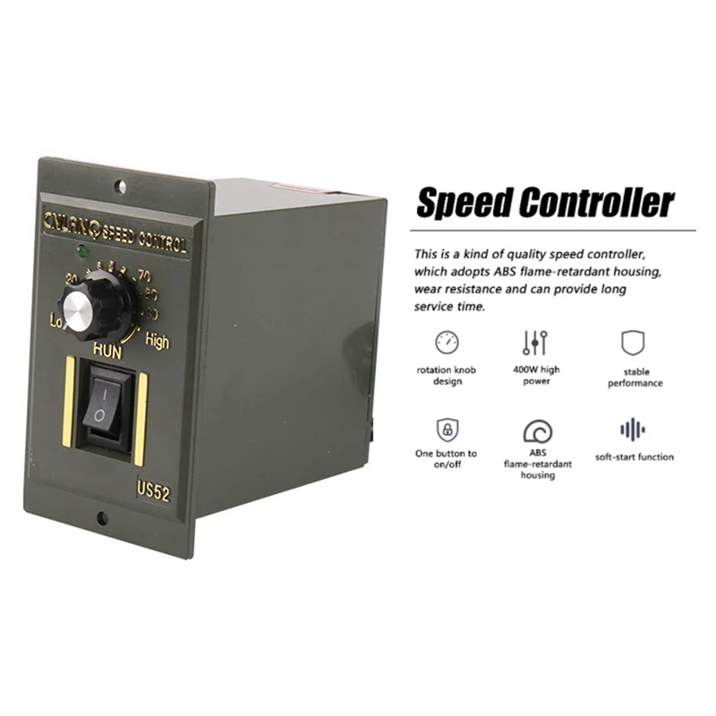 400W Motor Speed Controller AC220V Regulator Control Device with Indicator Light Corotation and Reverse Adjustable-A09I