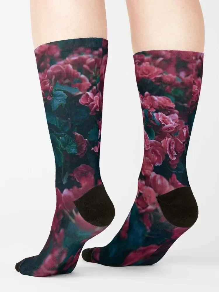 Red Roses Socks luxury halloween anti-slip cycling Socks For Girls Men's