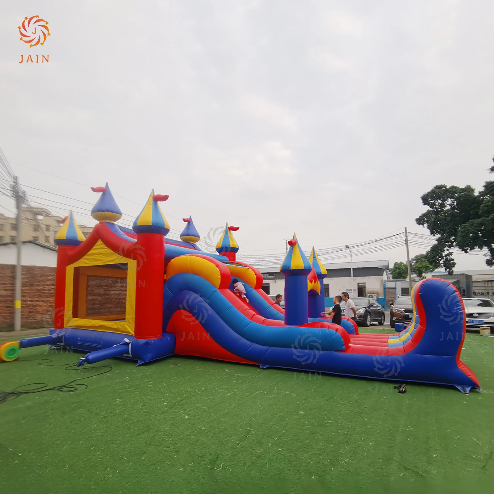 Tobogán de Casa de rebote de grado comercial, Combo Mega castillo hinchable para niños y adultos con soplador, fiesta de cumpleaños, calidad de alquiler.