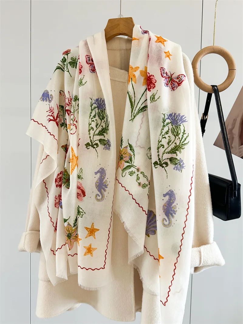 

Winter Tassels Scarfs 100% Cashmere Soft Scarfs Neck Hair Accessories Large Pashmina Scarves Shawls Christmas Mother Gift