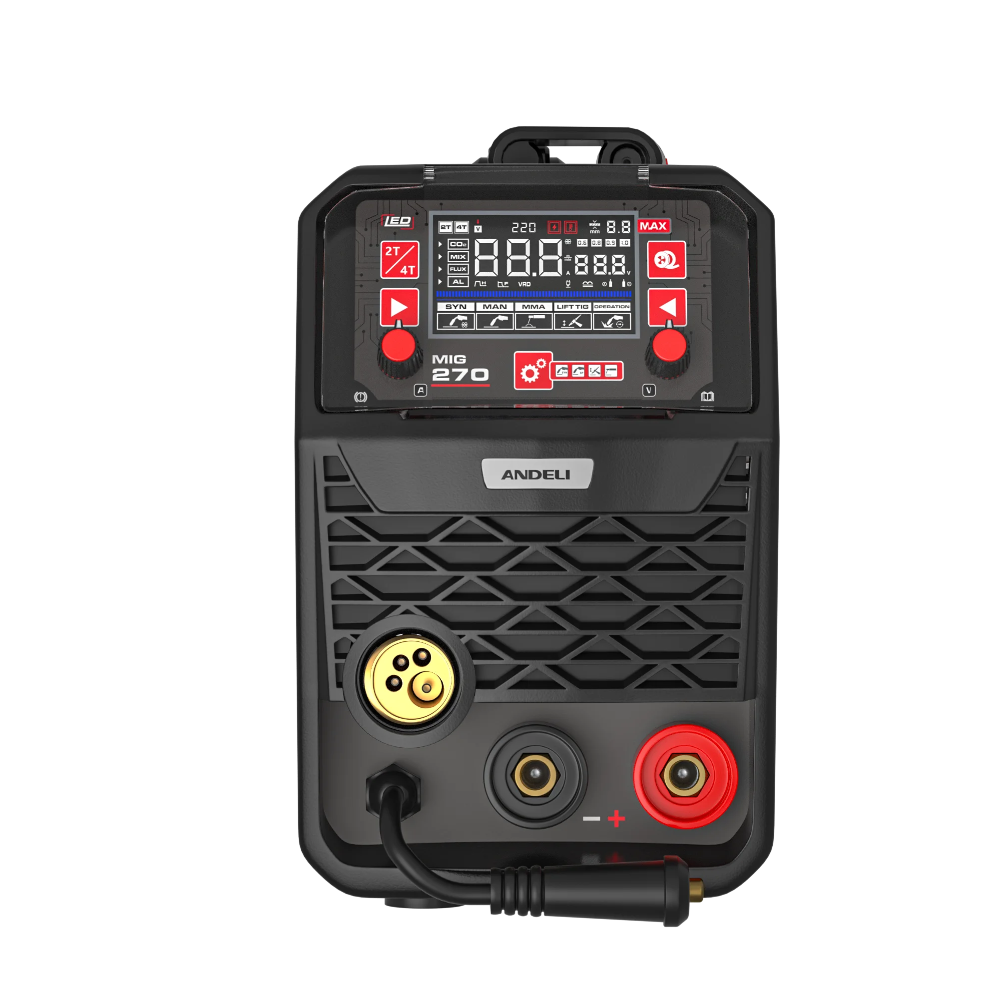 

ANDEL MIG270 LED PRO Коротковольтный сварочный аппарат для алюминия MIG/LIFT TIG/MMA STICK