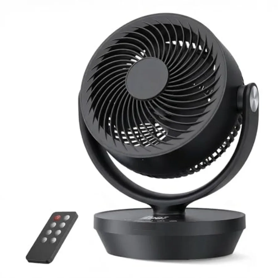 

Air Circulator Fan for Bedroom Quiet Oscillating Table Fan with 4 Speeds Remote Control 90° Oscillation 12H Timer