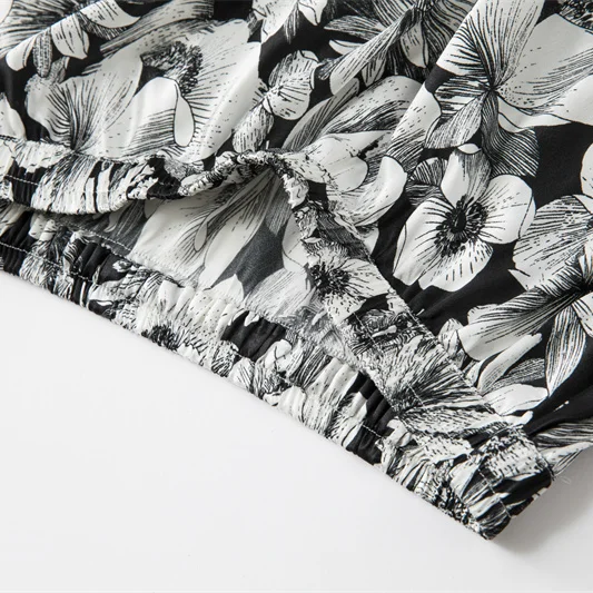 Fashion Women's Clothing 3-meter Large Swing 100% Natural Mulberry Silk Satin Thin Elegant Printed A-line Elastic Waist Skirt