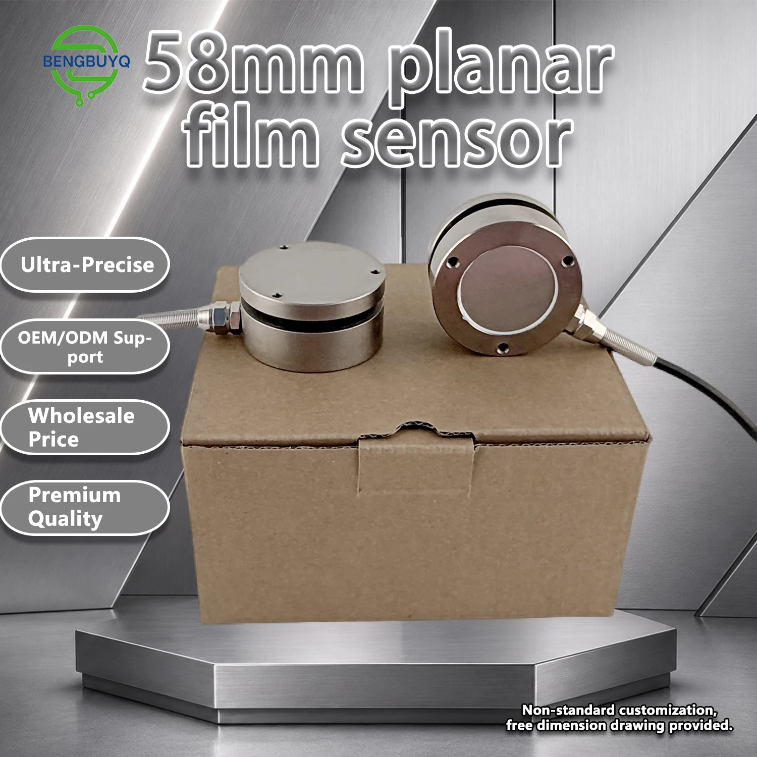 58mm Pancake Load Cell Force Sensor for Press & Weighing, 0-2T Range, 10kHz Response, -20~80°C, Safe Overload 120%, 350Ω