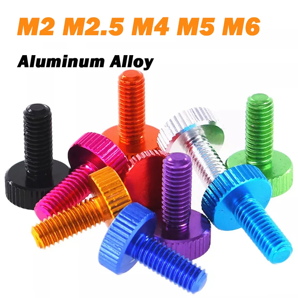 5 Stück Rändelschraube M2 M2,5 M4 M5 M6 Gewindelänge 4–25 mm Aluminiumlegierung Handfest anziehen Griffknopfschrauben flache Rändelschrauben