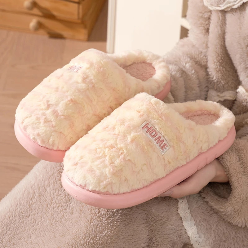 شباشب منزلية مريحة من القطيفة للرجال - أحذية داخلية من الصوف المنفوش مع نعل غير قابل للانزلاق، شباشب منزلية شتوية دافئة لغرفة النوم #1