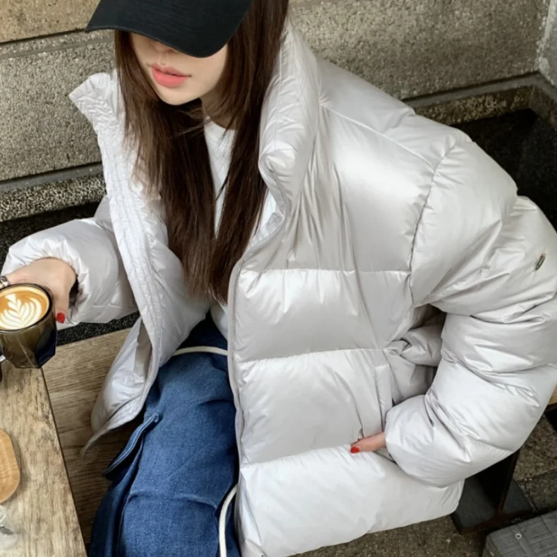 Inverno Nuovo Sle Pane da Donna Cappotto Colletto con Cerniera Allentato Design Versatile Or Cotone Jaet Caldo Sli Capispalla Casuale