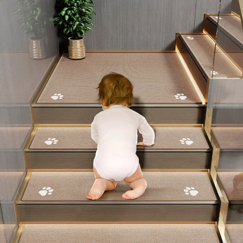 Non-Slip Stair Treads, Long Silent Step Mats with Anti-Skid Backing, Washable Durable Staircase Carpet for Indoor Steps