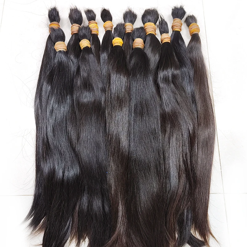 Hot Selling 100% Human Hair Bulk No Weft For Braiding Straight Double Drawn Cuticle Aligned Unprocessed Raw Bulk Hair Extensions