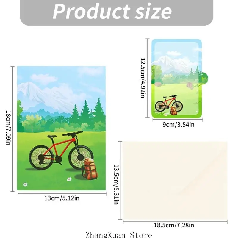 3D-Mountainbike-Grußkarten-Set für Nachrichten und Geschenke, 3XUF – Detail 6